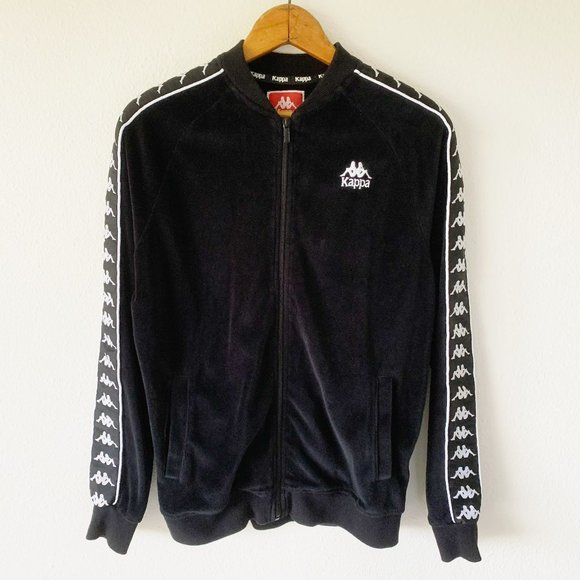 Kappa Y2K Velour Full Zip Track Jacket Black Omini Logo Women’s Streetwear - Picture 8 of 13